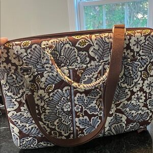 Vera Bradley Brown and Gray Floral Laptop Bag